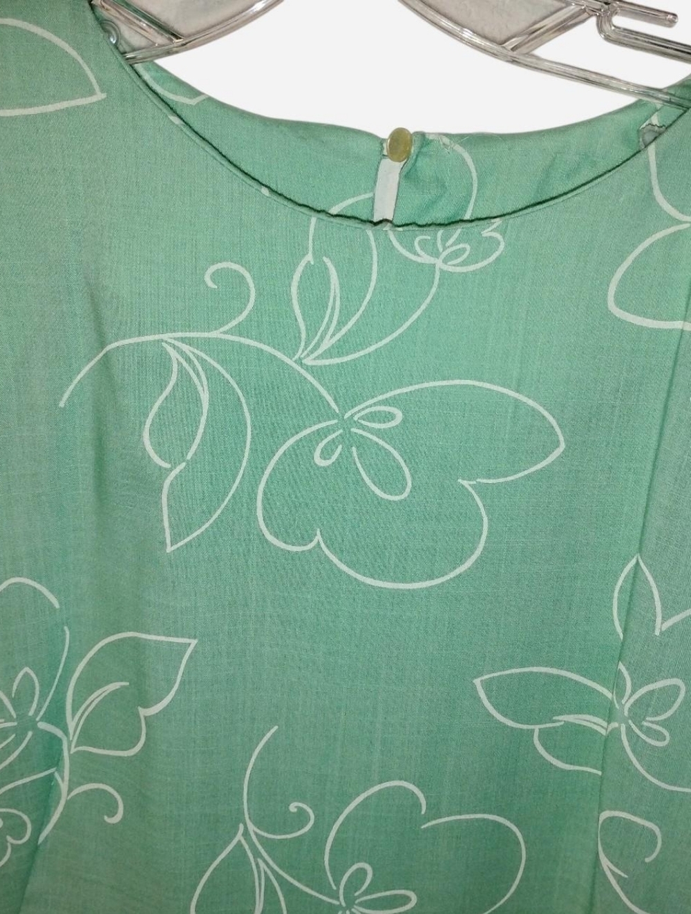 Vtg 60s 70s Mint Floral Short Sleeve Shift Dress 2XL 50" Bust - Picture 2 of 6